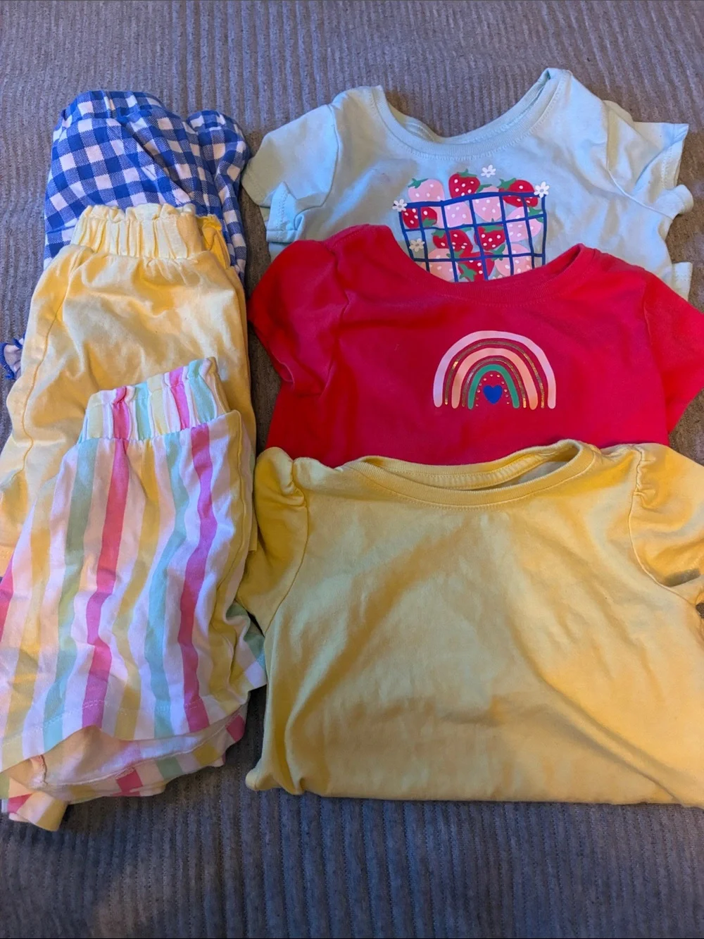 3 sets Girls Matching Sets - Yellow, Blue, Red, Pink